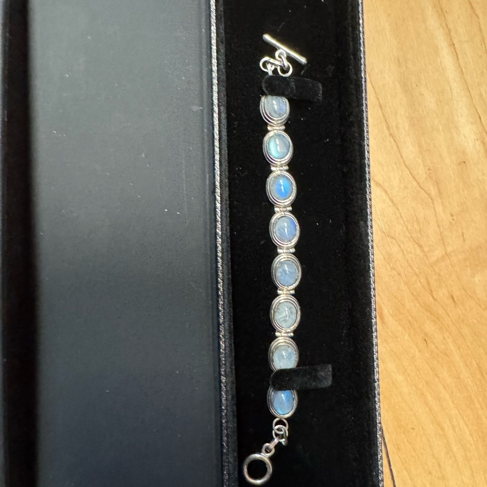 Elegant Silver and Blue Moonstone Bracelet